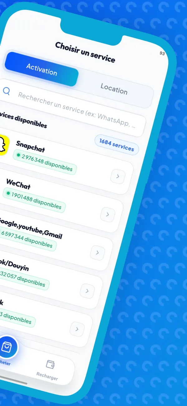 One SMS, capture App Store : liste des services disponibles